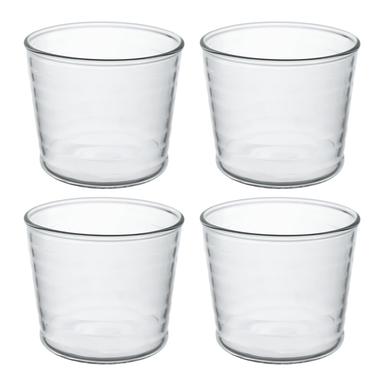 Sizikato 4pcs Clear Striped Glass Dessert Cup, 6 Oz Custard Cup, Pudding Cup, Oven Safe