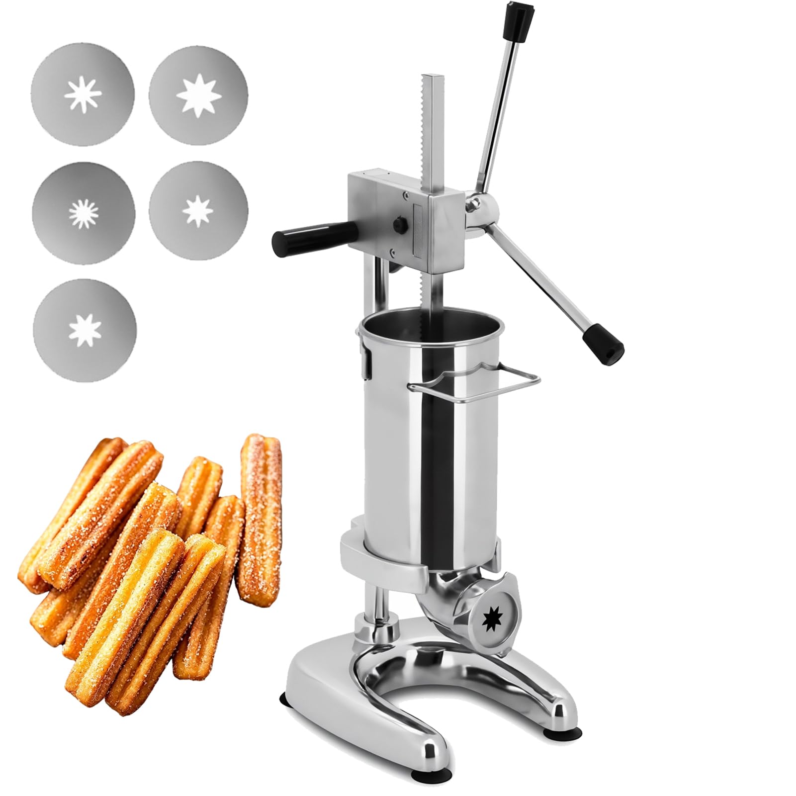 Machine à churro manuelle - Extrudeuse de pâte commerciale avec 5 moules - 2 l