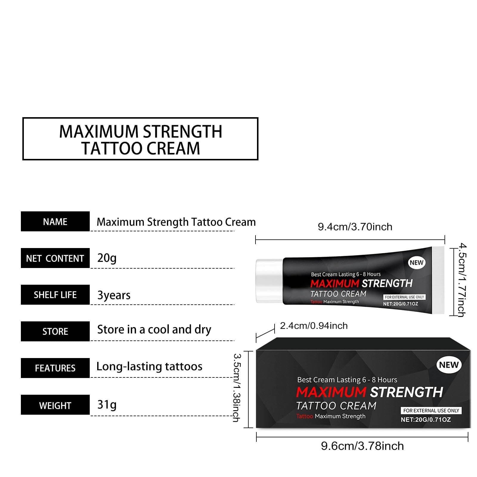 Crema adormecedora en gel para tatuajes, crema nutritiva para el cuidado de la piel, hidrata y alivia las articulaciones, hasta 6 horas de duración extra para tatuajes