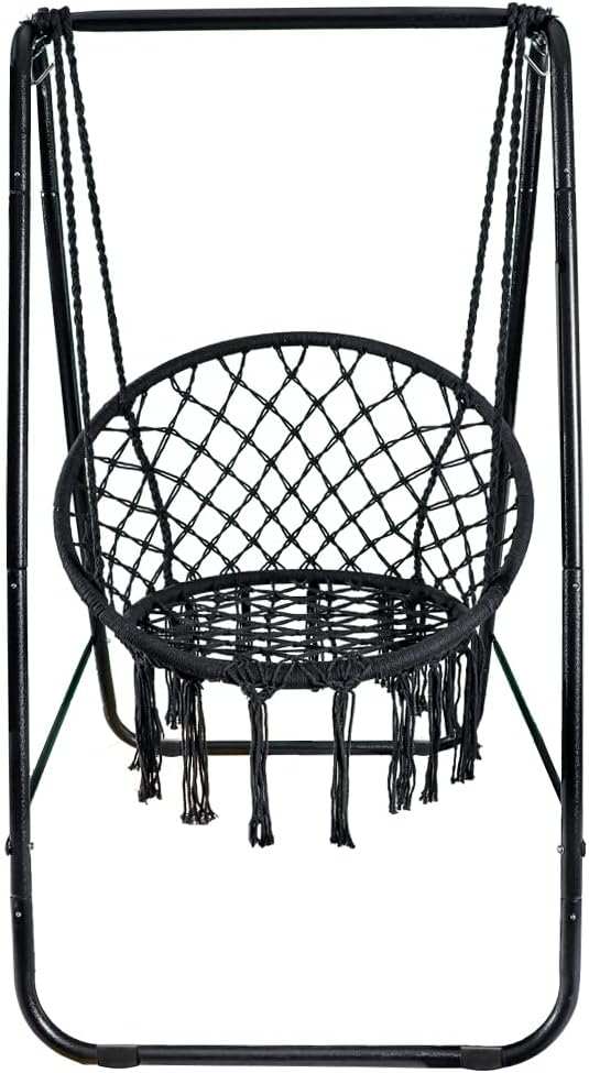 PIRNY Hammock Chair with Stand，Macrame Hammock with Stand