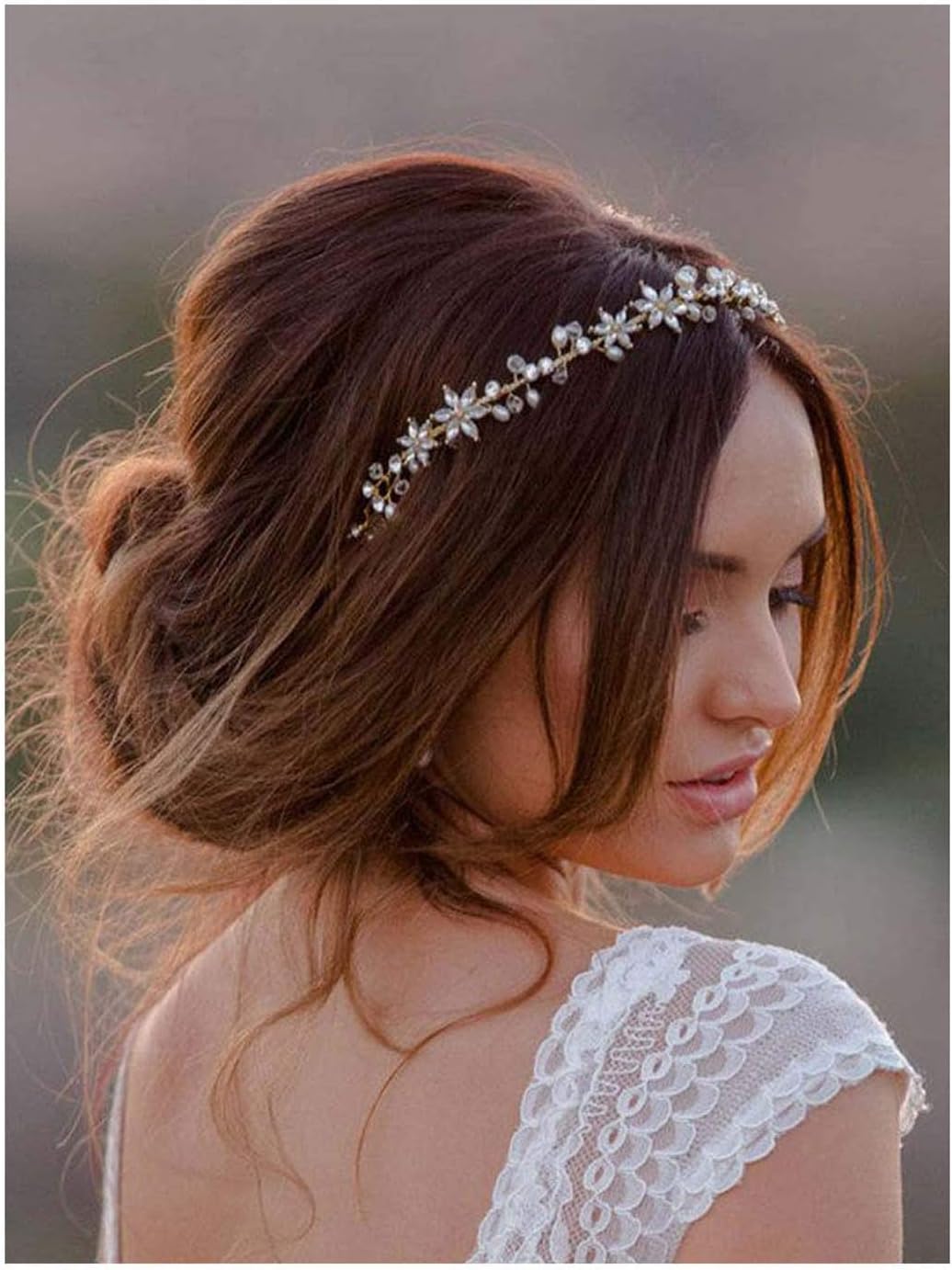 Ushiny Wedding flowers tendrils rhinestone headband bridal jewellery hair accessory for bridesmaids