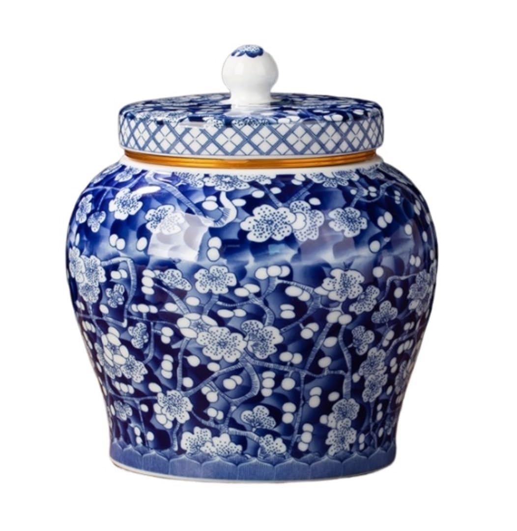 Vase pot de gingembre en céramique blanche et porcelaine asiatique avec couvercle