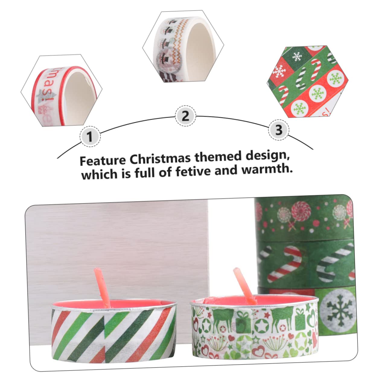 Didiseaon 72rollos Cintas Washi Decorativas De Navidad De Adhesivo para Manualidades y Tarjetas Festivas Diseño Temático Navideño