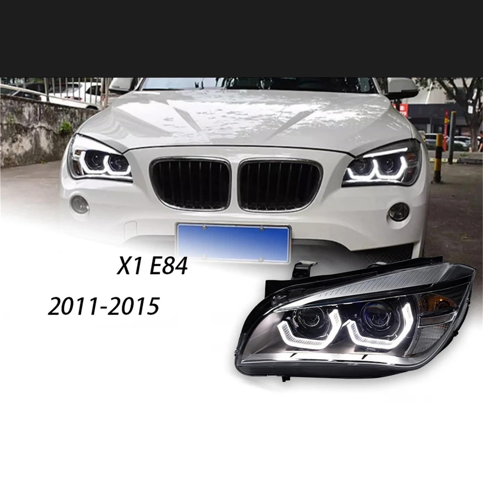1 par compatible for X1 E84 lámpara de cabeza 2011-2015 accesorio de coche luces antiniebla luz de circulación diurna DRL H7 LED Bi Xenon bombilla faros(Original Halogen)
