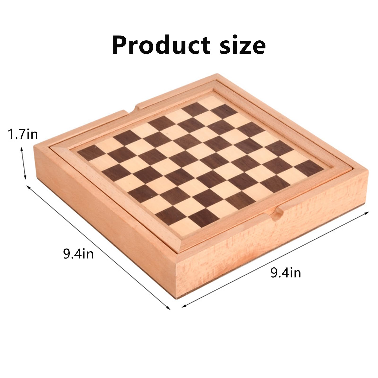 Scacchiera in Legno,9.4" Scacchiera Portatile con Slot di Immagazzinaggio Scacchi, Facile da trasportare,Set da Viaggio per Scacchi in Legno per Scacchi per I Principianti E Ad