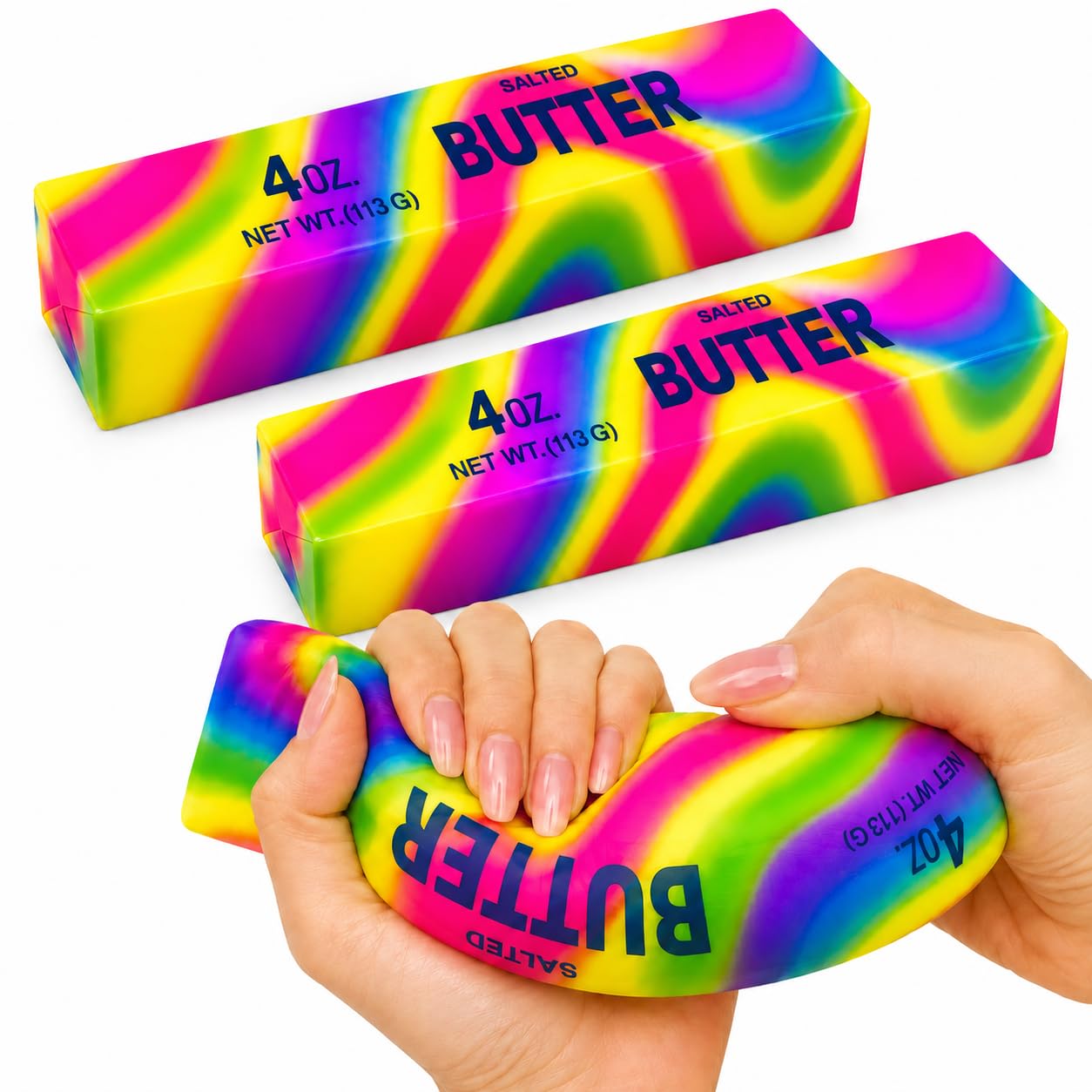 Blend & Bloom Butter Squishy,3Pcs Rainbow Butter Squishy Fidget Toys