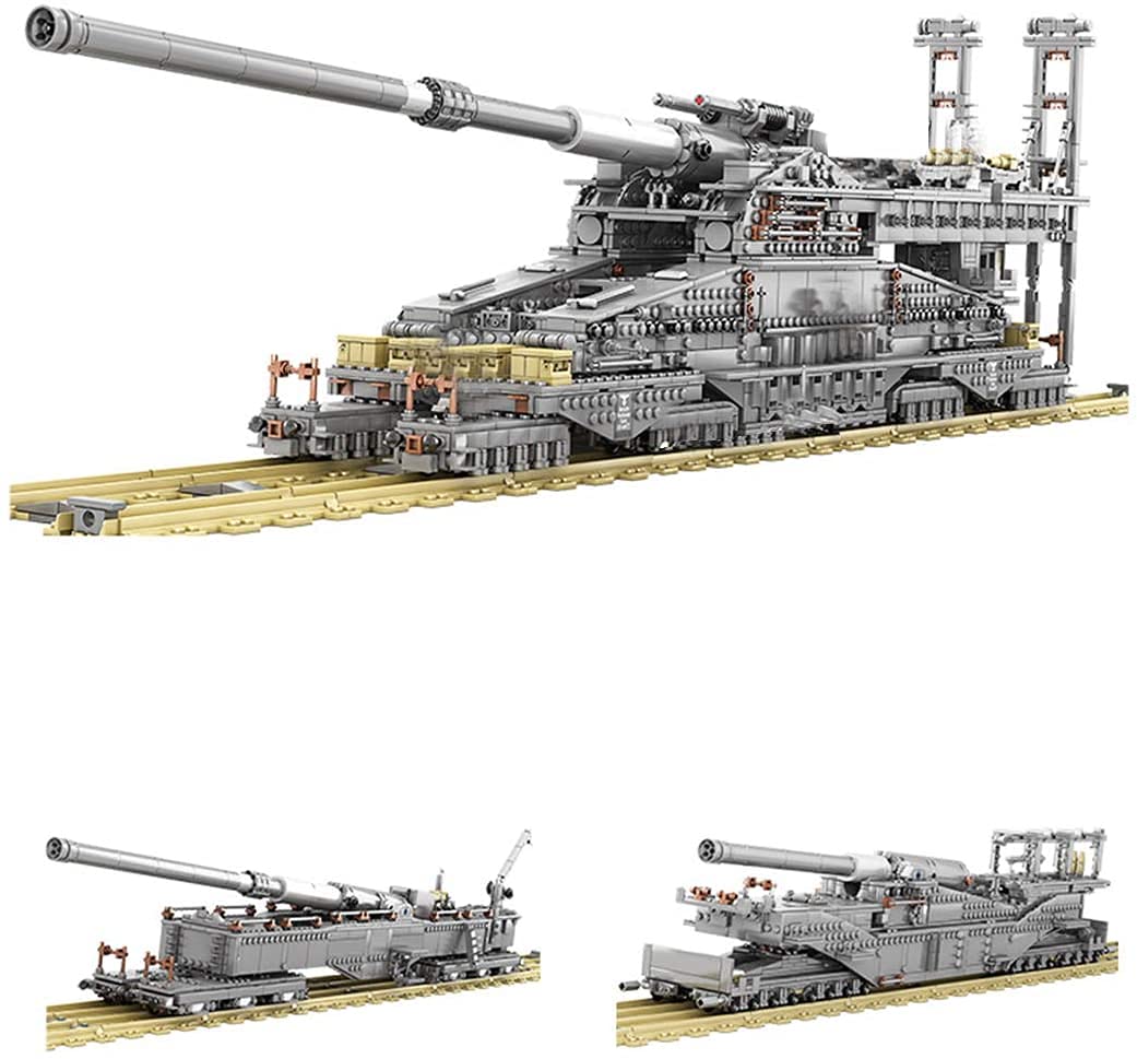 SchwererGustav Panzer Bausteine, Dora-Kanone Militär Panzer Modellbausatz | 3846 Teile, 3-IN-1, WW2 Klemmbausteine Tank, Konstruktions Modell Set