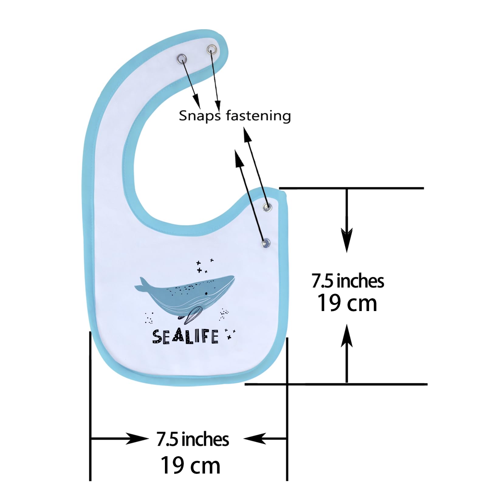 Maiwamita 6 Pack Waterproof Cotton Baby Bibs for Girls Boys for Drooling Eating with Snaps (multi6) - Image 3