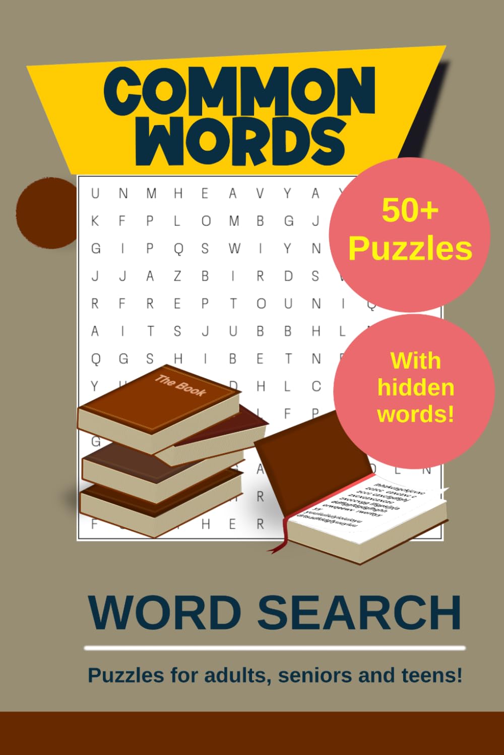 Common Words Word Search Puzzles: Word searches with easy to read print full of common and everyday words | 6x9 inches, 110 pages | 50+ puzzles ... Gift for language learners and puzzle lovers