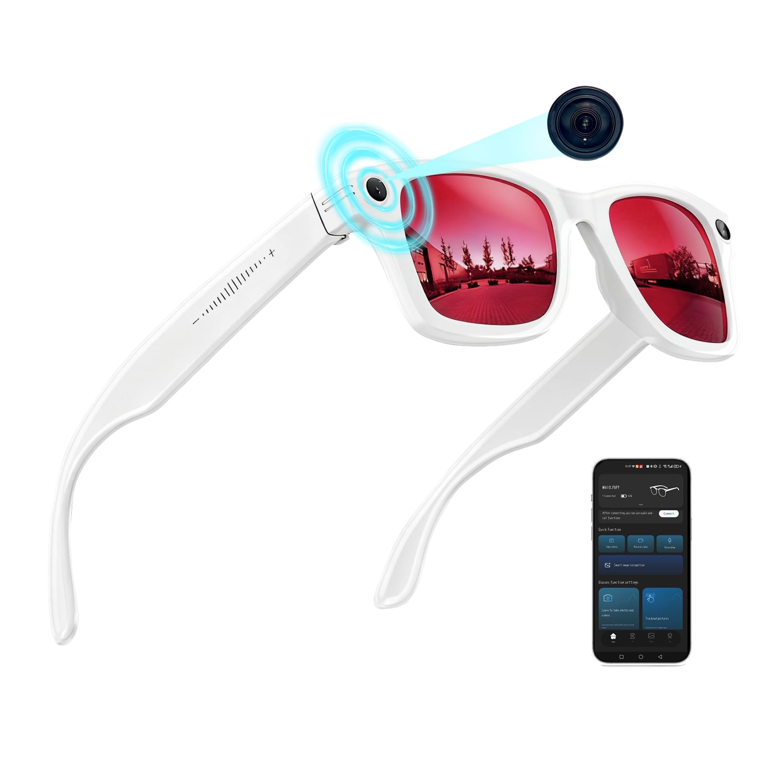 AI Smart Glasses with Camera 8MP 1200P HD Video Recording Sunglasses UV400 Real-Time Translation GPT Voice Assistant Open-Ear