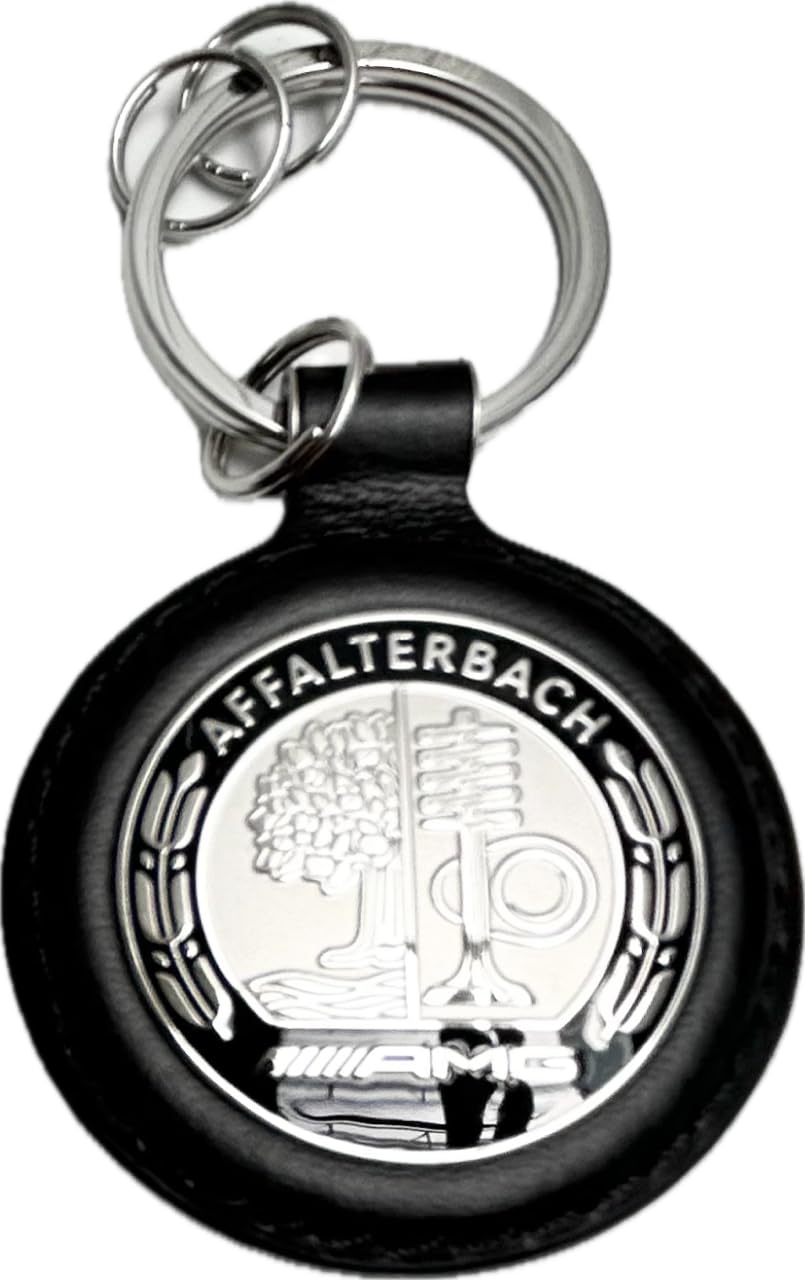 Mercedes-Benz AMG Schlüsselanhänger Affalterbach schwarz silber Edelstahl Leder