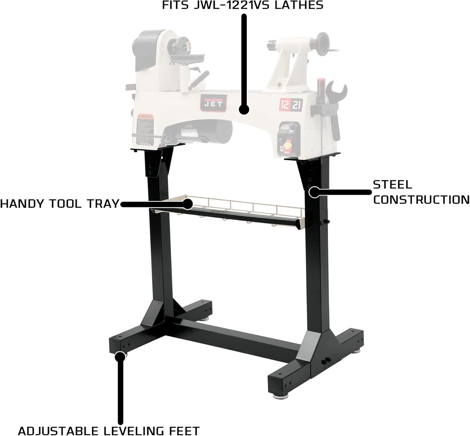 JET Stand for JWL-1221VS Lathe (719202A) & Big Horn 19053C 3 Pieces 8-Inch Spring Caliper / Divider Set