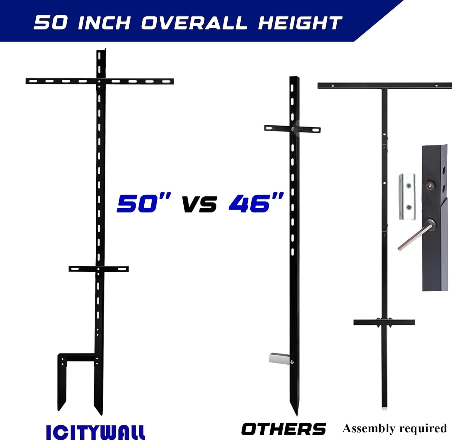 4 Pcs 50" T Bar Yard Sign Stakes, Heavy Duty 1.2" x 3/4" Angle Iron, h-shaped Stakes Design with 2 Horizontal Bar, 2.5mm Thickness Rust-Proof Yard Sign Posts for Outside Outdoor Lawn