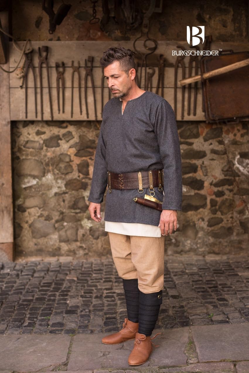 Burgschneider Średniowieczna tunika Wikingów dla mężczyzn Lodin tkanina wełniana - odzież historyczna i szata na LARP i cosplay oraz na rynek średniowieczny