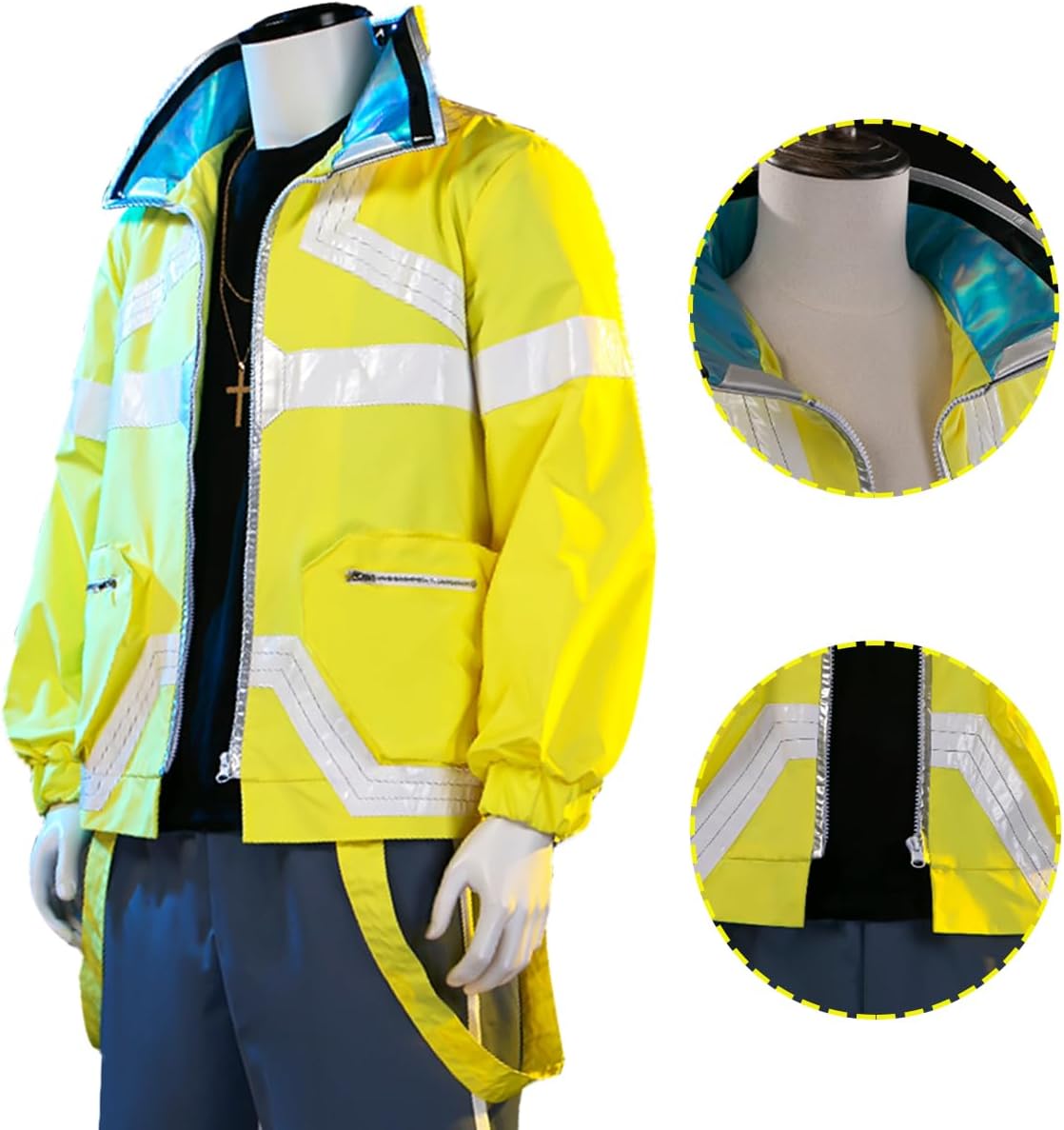 Unisex Men Fashion Punk Anime Yellow Jacket Cosplay Costume Zipper Motorcycle Coat Streetwear Halloween Outfits