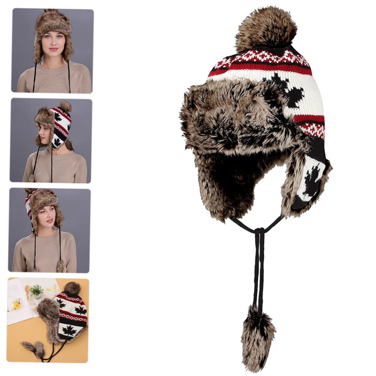 5 Piezas gorro de arce gorro con orejeras sombrero de punto de moda sombreros de mujer termico cálido sombrero caliente aire portátil algodón