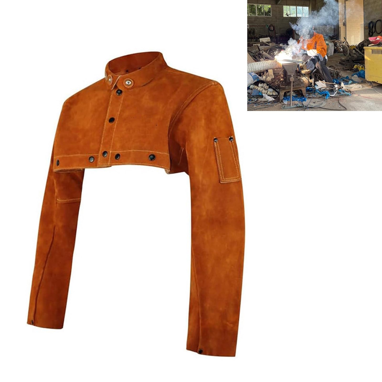 Abrigo de trabajo ignífugo Diseño de brazo flexible Equipo de seguridad industrial liviano Adecuado para trabajar metales Ropa de soldadura profesional resistente a altas temperaturas