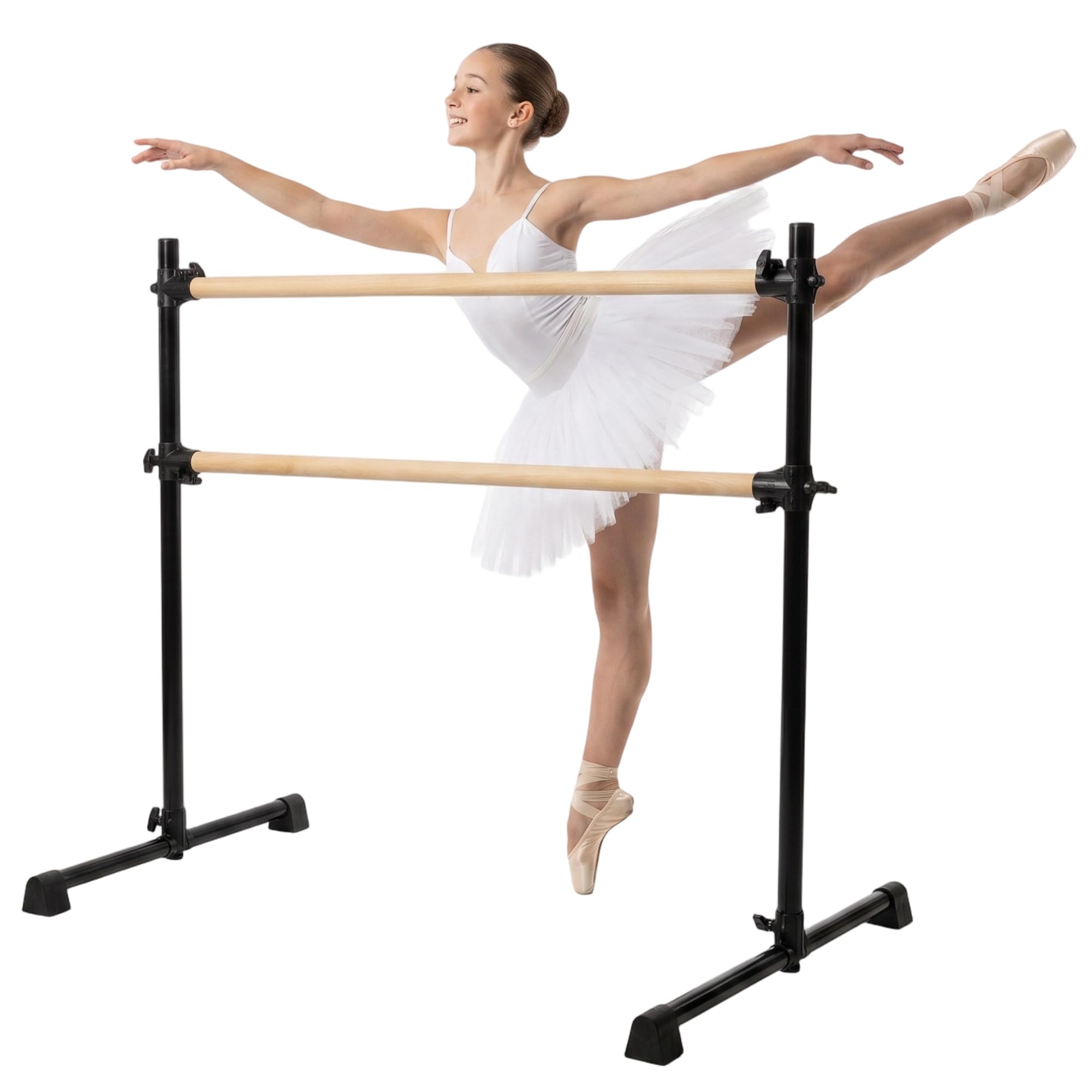 lesolar 1.2M Ballet Barre,Adjustable Ballet Bar,Double Bar Stretching Dance Bar with Non-Slip Rubber Pads for Girls Adults Home Workout Fitness Yoga