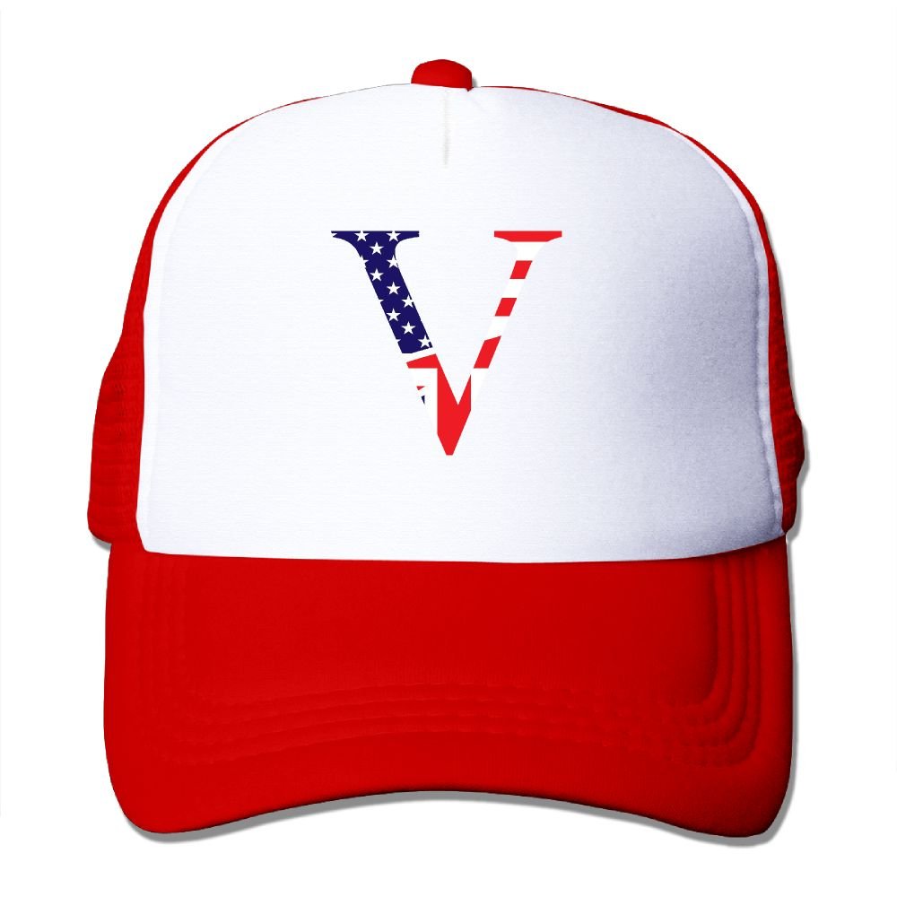 ACFUNEJRQ USA Flag Logo V Summer Large Foam Mesh Hat Mesh Eye Adjustable Rear Cap-9 Colors