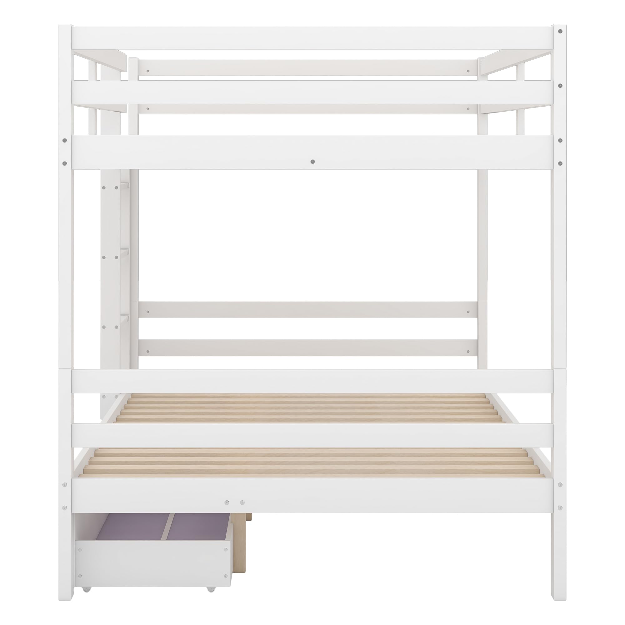 Moimhear Litera de 140 x 200 cm, con cajones, espacio de almacenamiento, barandilla alta