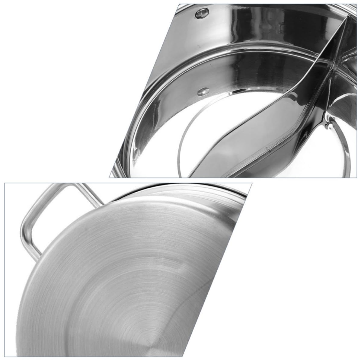 Pentola per Shabu in Acciaio Inossidabile 304 Design a Griglia e Manico Termoisolante, Adatta per Cucina Domestica e Piani Cottura a Induzione