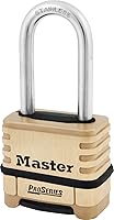 Master Lock 1175LHSS ProSeries Brass Resettable Combination Padlock - Heavy Duty Outdoor Lock for Gates, Fences, Construction Sites, 2-1/4in Wide