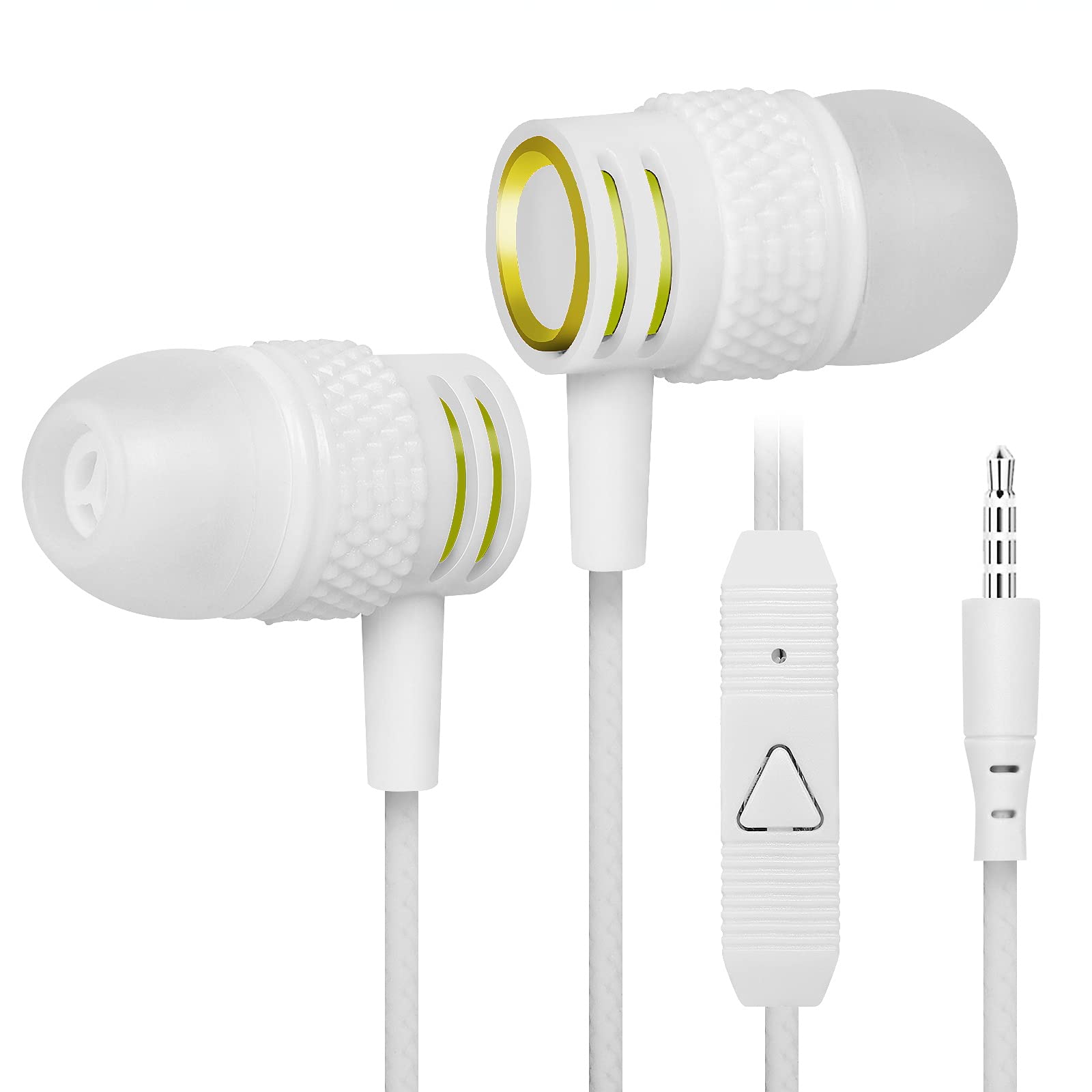 UrbanX R2 Wired in-Ear Headphones with Mic for Motorola Moto G7 Play with Tangle-Free Cord, Noise Isolating Earphones, Deep Bass, in-Ear Bud Silicone Tips