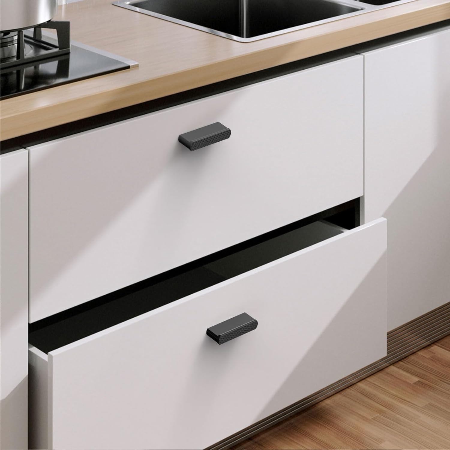 9BUILD 10 Pack 2 Inch Matte Black Cabinet Knobs Drawer Knobs Rectangle Kitchen Cabinet Knobs Knobs for Cabinets Dresser Knobs Knobs for Dresser Drawers