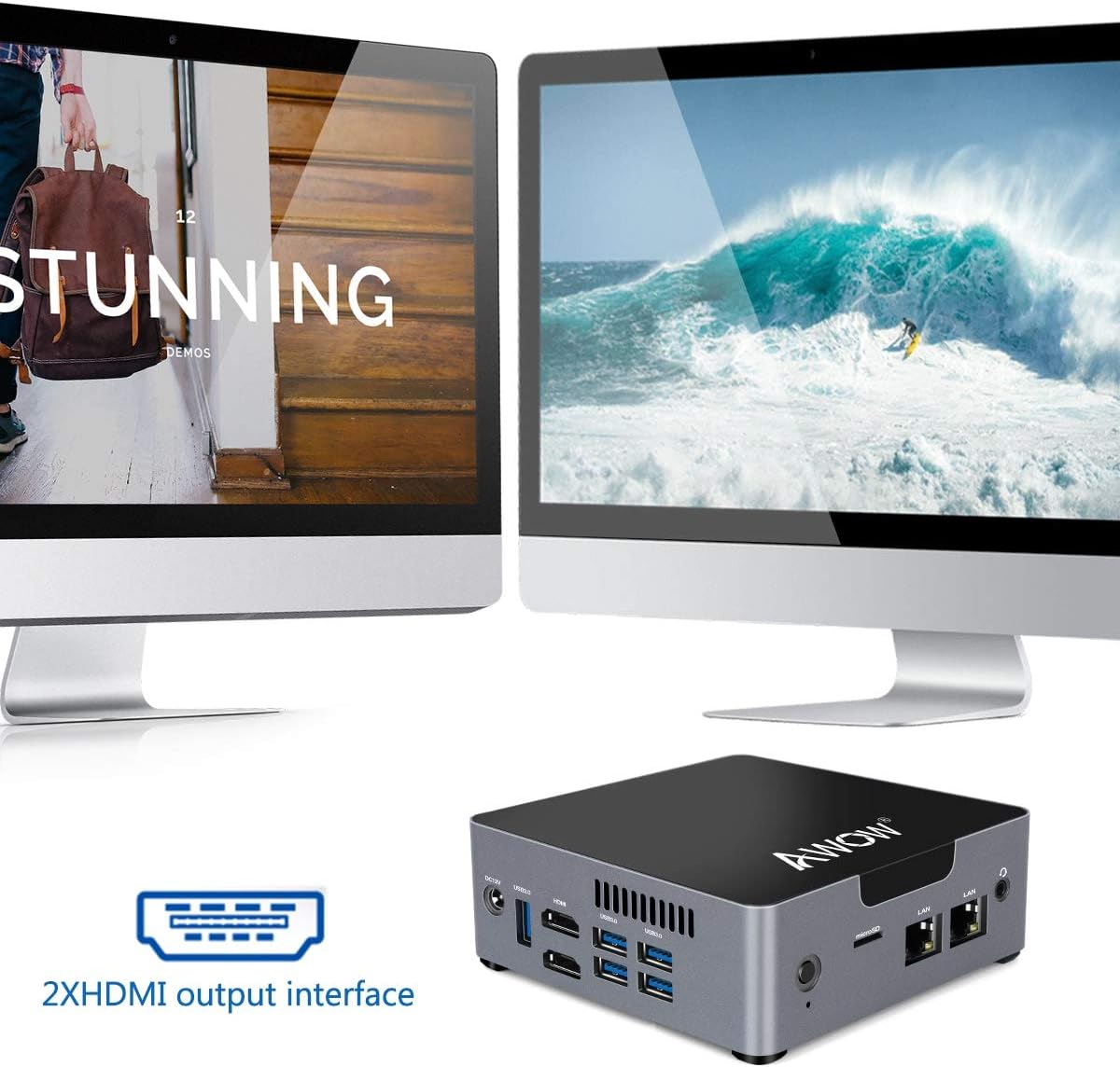 Flash Deals - 40% OFF Mini PC AWOW Desktop Computer Windows 10 Intel Celeron N3450/6GB DDR4 128GB SSD/Dual LAN/ 2.4G+5G Dual Band WiFi/4K HD/Bluetooth/HDMI AK34 Crazy Deals Mini PC AWOW Desktop Computer Windows 10 Intel Celeron N3450/6GB DDR4 128GB SSD/Dual LAN/ 2.4G+5G Dual Band WiFi/4K HD/Bluetooth/HDMI AK34