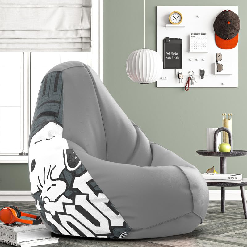 Biggie Bean Bag 4XL Bean Bag Chair with Beans Filled-Perfect for Living Room,Bedroom,Study-Sale Design(Printed - Paenut -Paenut - Artwork-1)-Faux Leather-picture-11