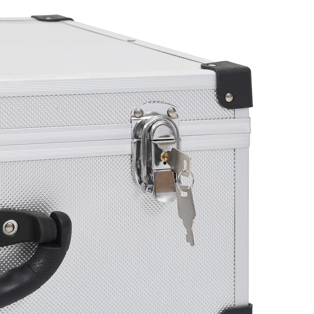 Maletín para 60 CD de aluminio ABS plateado con placas de almacenamiento, con cerradura, funda para DVD, organizador de almacenamiento para coche, oficina en casa, viajes