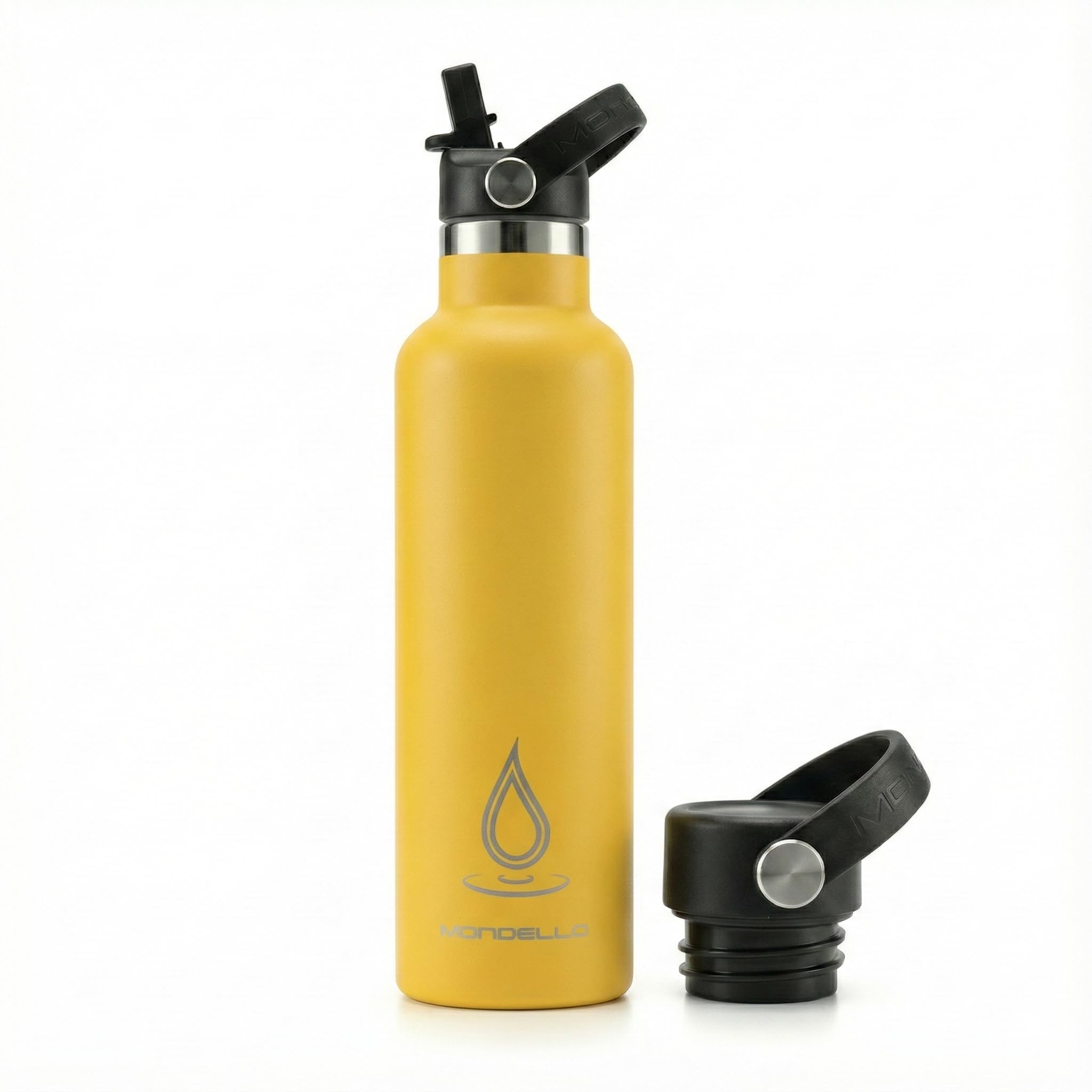 Insulated Stainless Steel Water Bottle with Straw & Strap (Yellow, 750ml) – Double Wall Vacuum Flask, Leakproof BPA-Free Drinks Bottle for Hot & Cold