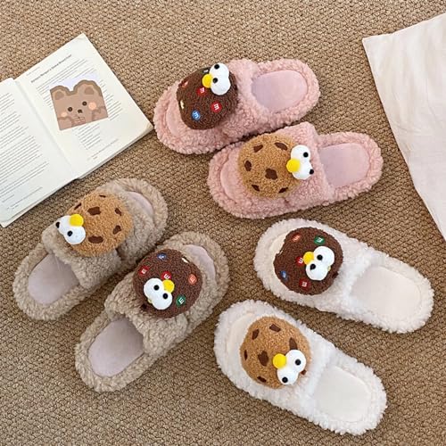 LilRoot Cute Cartoon Fuzzy Slippers for Winter Funny Cookie Fluffy Slippers Warm Soft Memory Foam Non-Slip Slippers for Women Lounging 5