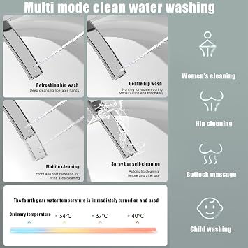 Smart Toilet With Bidet Built In, Smart Bidet Toilet for Bathrooms, Toilet with Warm Water Sprayer & Dryer, Foot Sensor Operation, Heated Bidet Seat, Auto Smart Toilet with LCD Display White