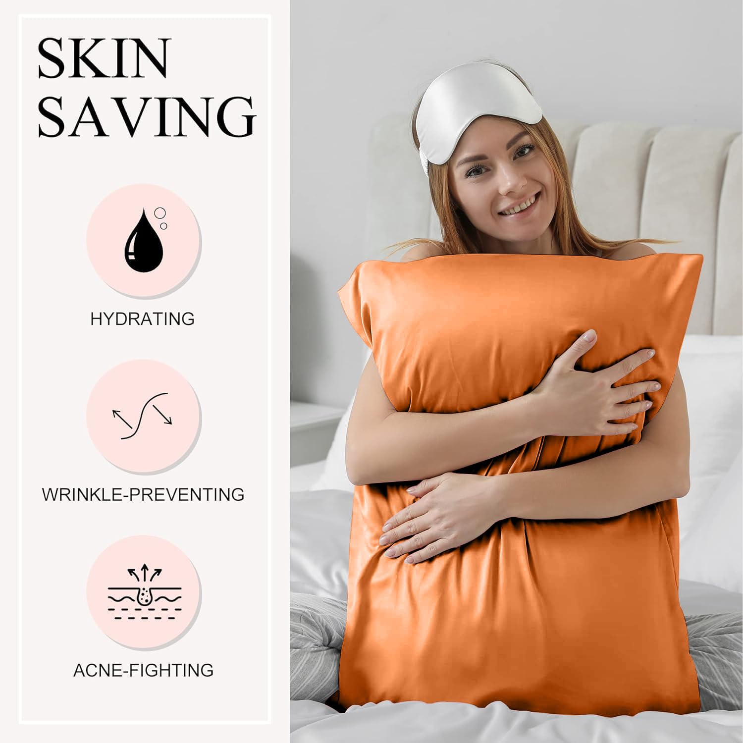 Seiwohl Satin Pillowcases for Hair and Skin 2 Pack & Satin Hair Scrunchie and Bonnet Set - Image 3