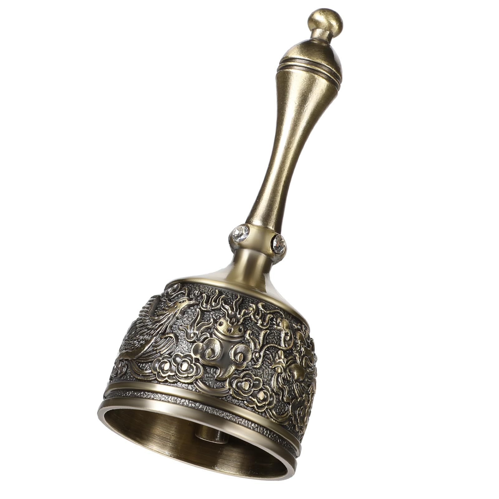 Ljbtlq Bronze Hand Bell Service Call Bell Call Vintage Metal Dinner Hanbells For Counter Reception Ringing At Wedding And Seniors Bedside