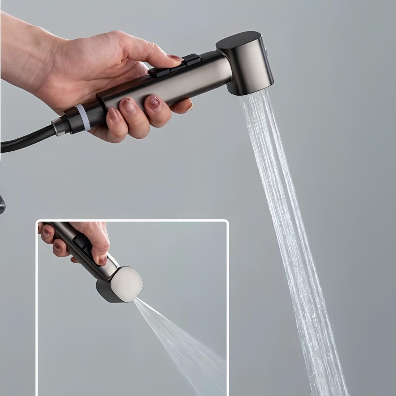 Ducha Higienica para WC con Base Magnética, Pulverizador de bidé de Mano con 2 Modos, Grifo Bidet para WC Válvula Doble, Tubo Telescópico de 2m, Agua Fría Baño de Mascotas, Higiene Personal