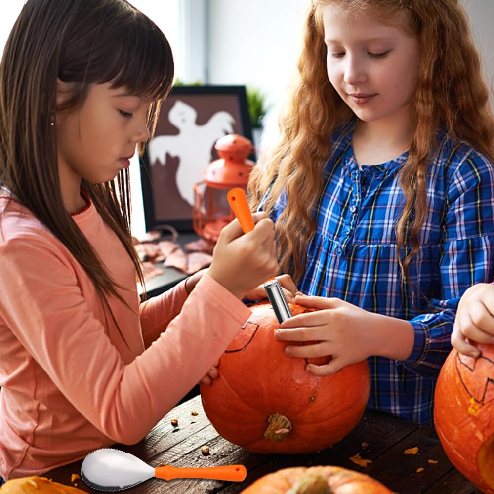 Kit de Calabaza Tallado de Halloween, 12 Piezas Juego de Tallado de Calabaza, Kit de Tallar de Calabazas con Plantillas y Estuche de Transporte, Pumpkin Carving Kit para Adultos y Niños