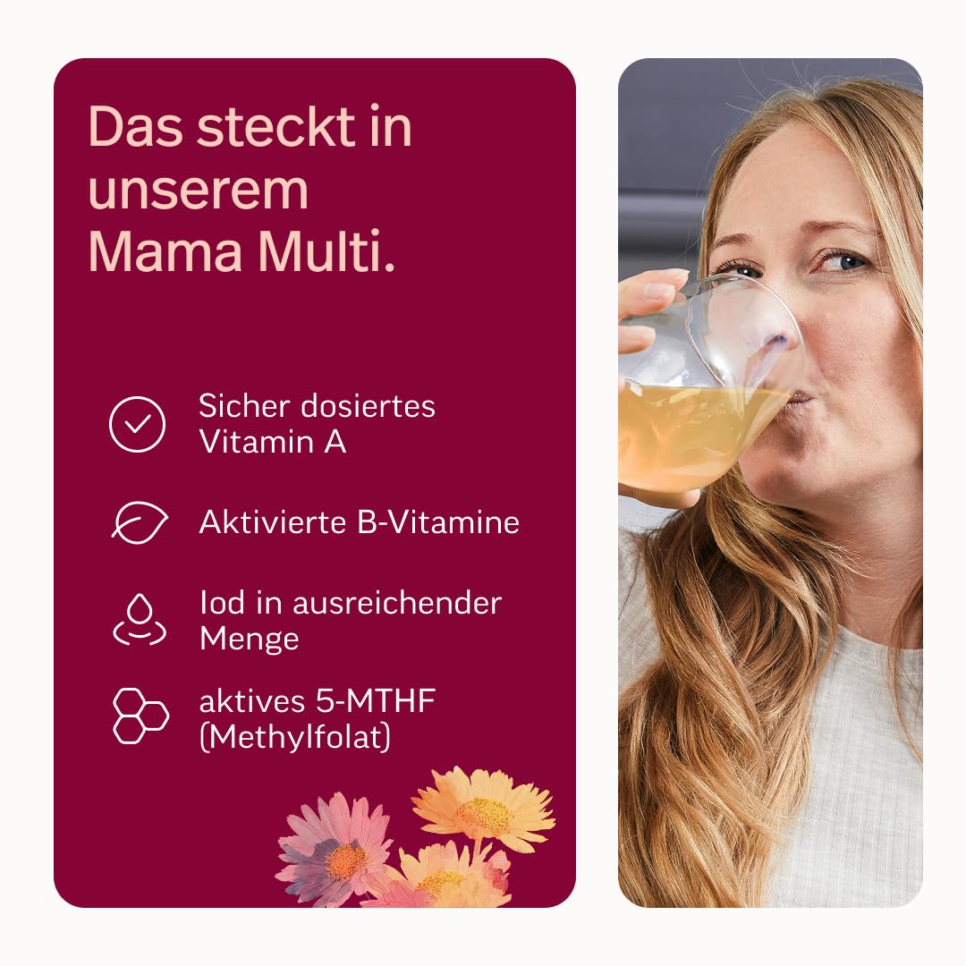edubily® Mama Multi – Multivitamin für besondere Lebensphasen wie Kinderwunsch, Schwangerschaft & Stillzeit – Nahrungsergänzung mit Folat und ausgewählten Vitaminen (90 Kapseln)