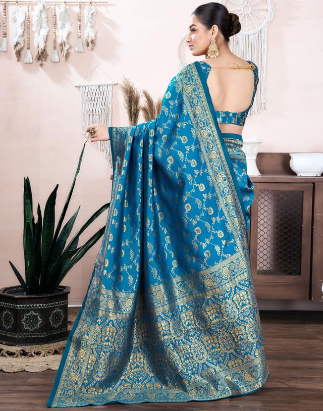 Image of SIRIL Women's Banarasi Silk Saree Pure Silk Saree With Unstitched Blouse Piece