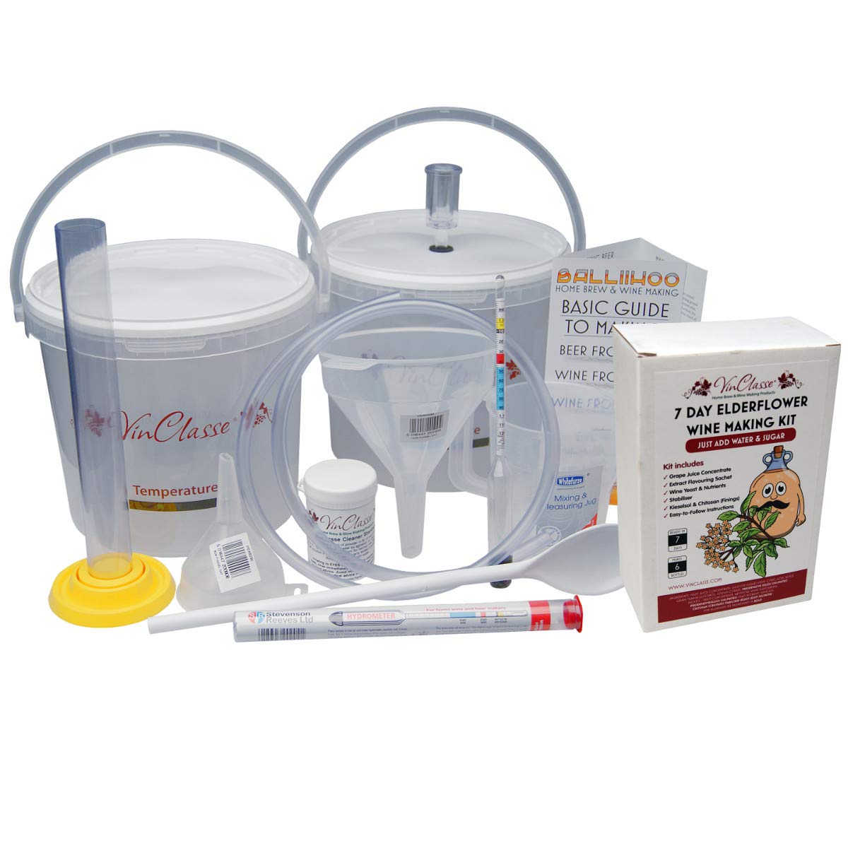 Wine Making Starter Equipment Set With Elderflower Ingredient Kit - 6 Bottle