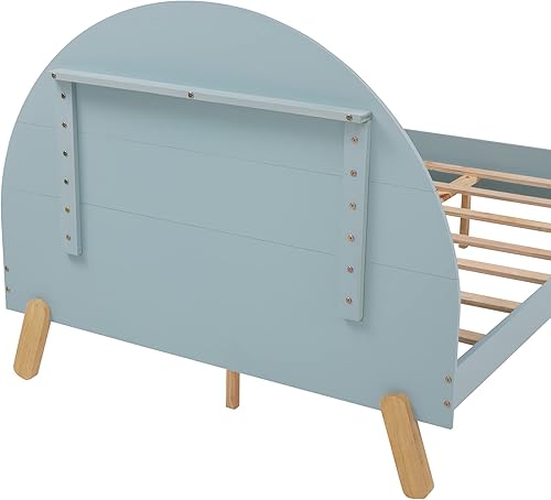 Miniatura 6 de Base de cama matrimonial para niños con cabecera curvada marco de cama de plataforma matrimonial para niños con estante detrás de la cabecera bonita