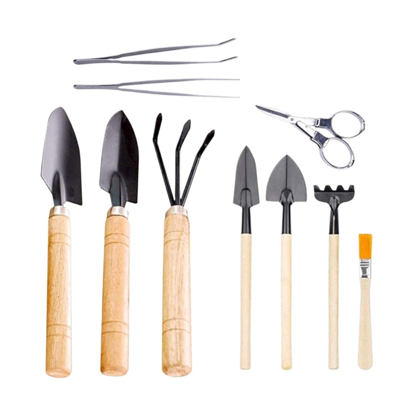 Juego de herramientas de jardín, palas para plantar con mango de madera, 10/12 piezas, duraderas y versátiles para jardinería y paisajismo, ideal para propietarios de viviendas y jardineros