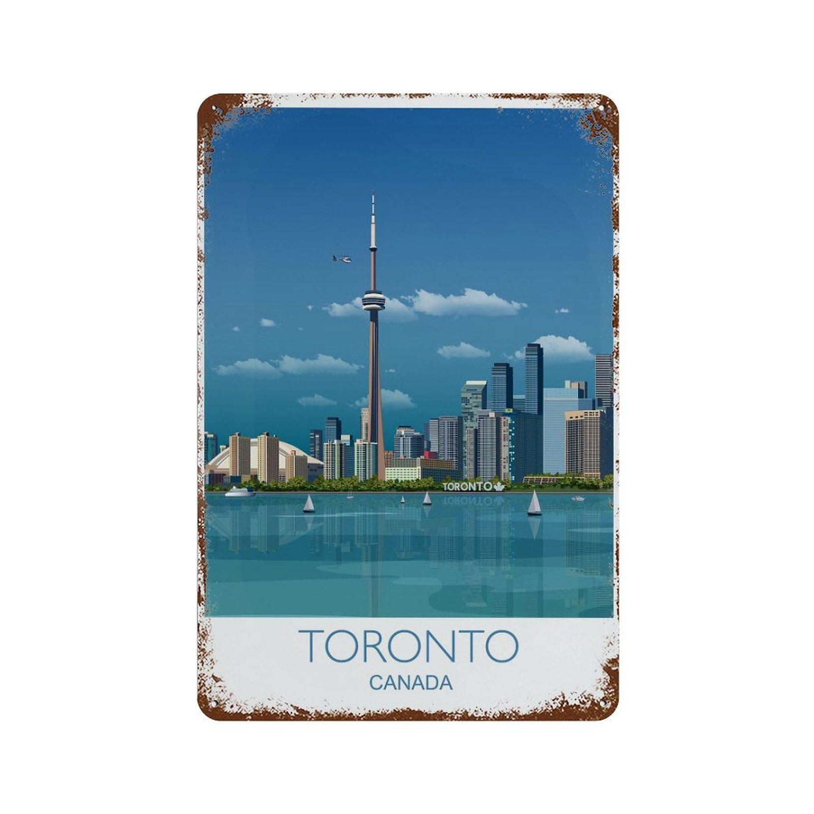 xiaoxiaoshen Toronto Travel Gift Skyline Lovers Canada Cityscape Ontario Decor Wall Decor Art Metal Tin Poster Modern Home Decor Art Home Bar Shop Decorations Vintage Sign 30x20cm