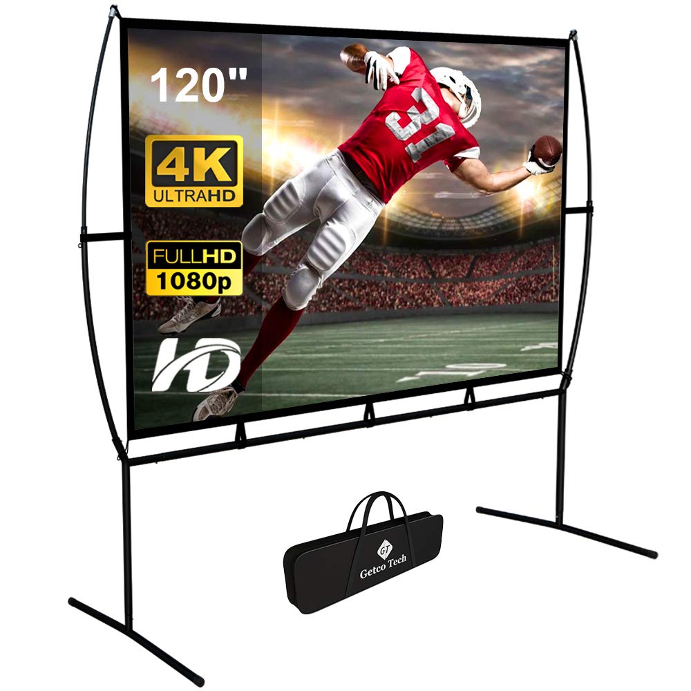 Projector Screen with Stand 120 inch,Outdoor Projector screen16:9 4K HD Double SidedProjections Movi