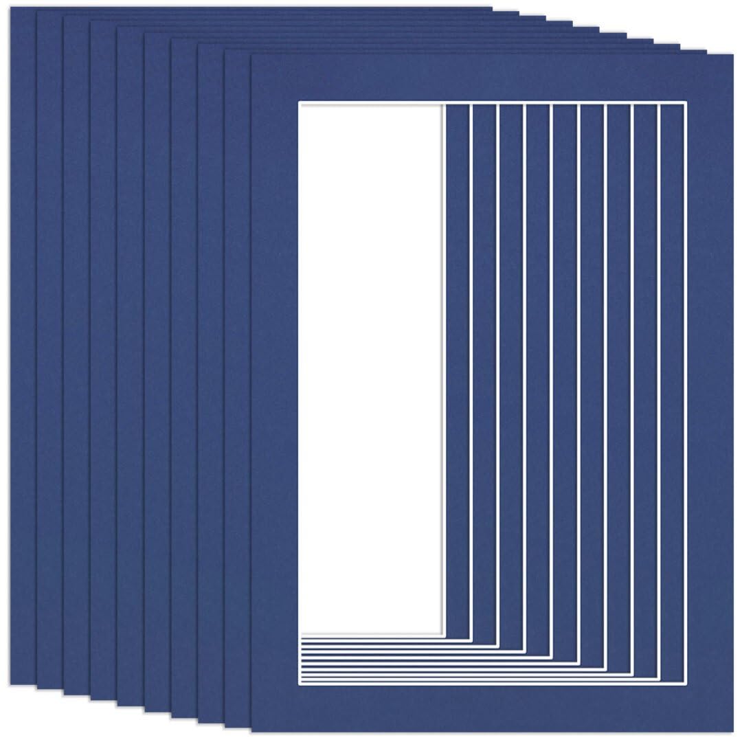 Procut Global 7x5" Blue Picture Mounts to Fit 6x4" Aperture - Precision Cut Cardboard Photo Mount - Ideal for Frames, Prints, Artwork & Certificates - Sizes & Colours Available - 10 Pack