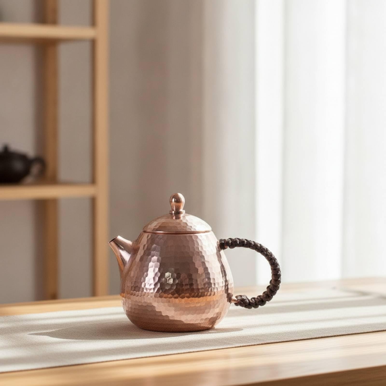 Miniatura Brocca da Infusione Teiera Bollitore Rame Fatto a Mano con Superficie Beccuccio per Flusso Continuo E Coperchio Aderente Impugnatura Ad, Antico