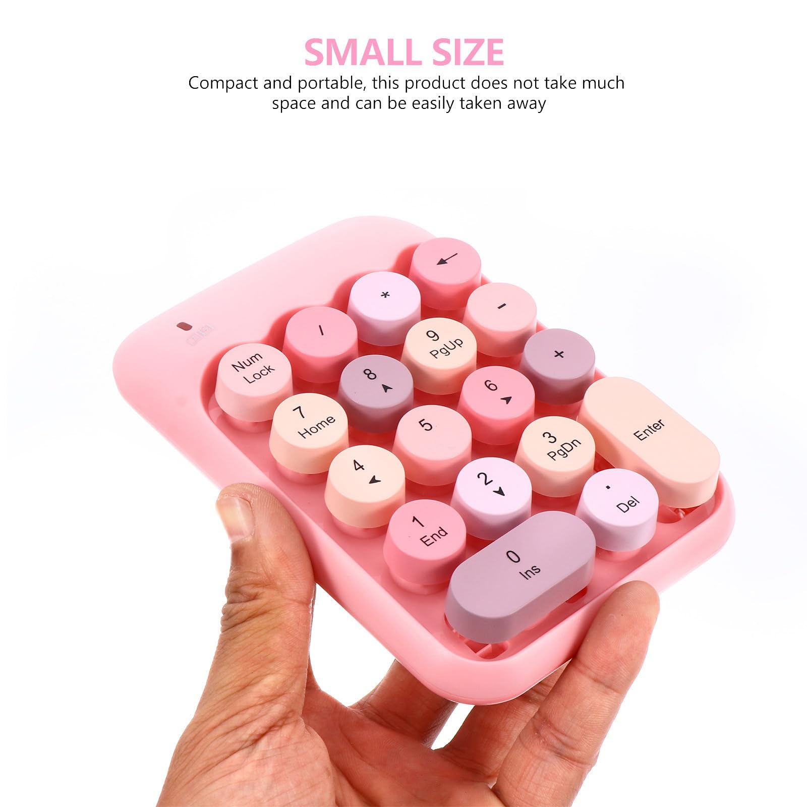 Tastierino Numerico Wireless Portatile Rosa, Mini Tastiera | 18 Tasti Indipendenti, Abs, Tasto Backspace e Input Rapido, per Ufficio e Notebook