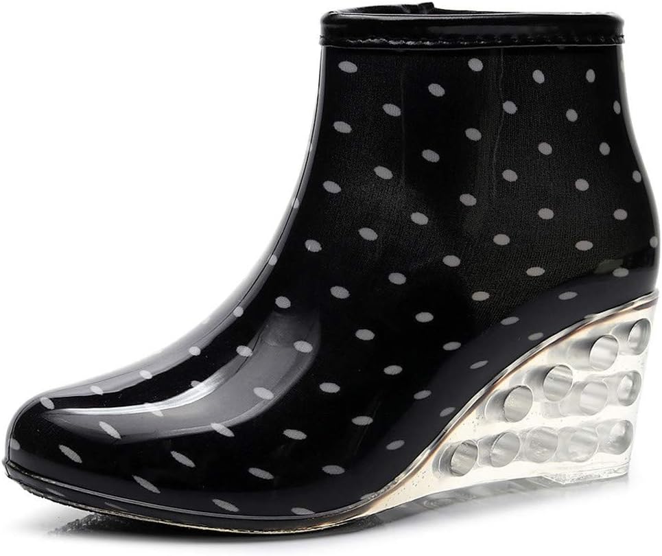 Women's Rain Boots Wedges Short Rain Boots Water Shoes Olive Overalls Women (White, 7.5)