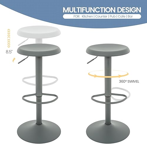 Miniatura 23 de Brage Living Taburete de bar ajustable, taburete de bar giratorio redondo de metal con elevador de aire, silla de bar de altura de mostrador sin